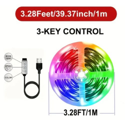 1M RGB LED Strip Light - USB Powered 5050 Light Tape for TV & Room Decor