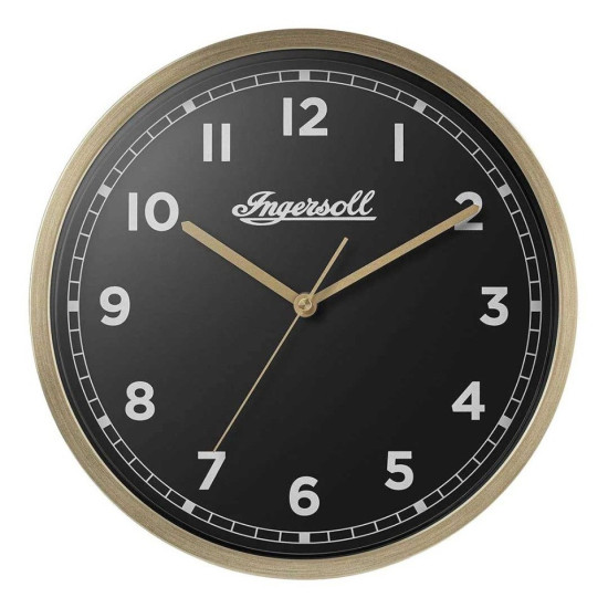 Share Ingersoll IC001GB 30cm Classic Silent Wall Clock Gold Frame Black Dial UK Design Share Ingersoll IC001GB 30cm Classic Silent Wall Clock Gold Frame Black Dial UK Design