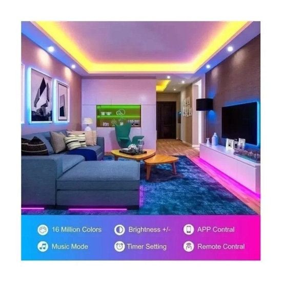 20m 5050 RGB LED Strip Lights with 44-Key Remote - Colour Changing Tape for Kitchen and TV Lighting 20m 5050 RGB LED Strip Lights with 44-Key Remote - Colour Changing Tape for Kitchen and TV Lighting