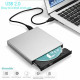 External CD / DVD Drive USB 2.0 Slim Silver Plug & Play