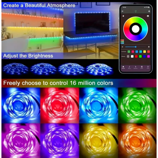 20m Smart Led Strip Lights For Bedroom, RGB LED Lights With App + 44key Remote Control 20m Smart Led Strip Lights For Bedroom, RGB LED Lights With App + 44key Remote Control