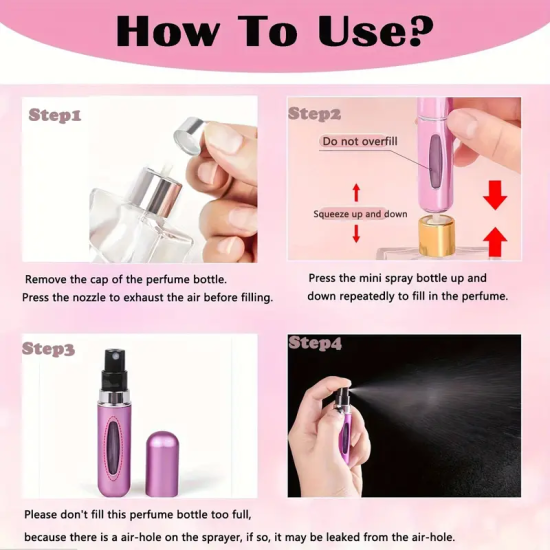 3x Refillable Perfume Atomisers (Random Selection)