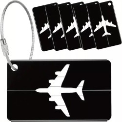  Aluminium Luggage Tags | Travel Suitcase and Bag ID Labels in Black