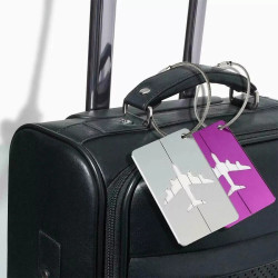 Aluminium Luggage Tags | Travel Suitcase and Bag ID Labels in purple colour
