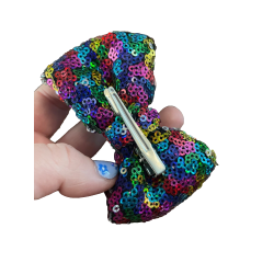 Clip-On Rainbow Sequin Beard Bow Tie  