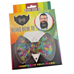 Clip-On Rainbow Sequin Beard Bow Tie  