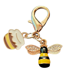 Bee With Honeypot Charm Keyring