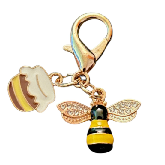 Bee With Honeypot Charm Keyring