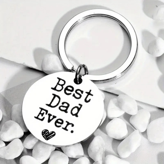 Best Dad Ever Keyring - Stainless Steel Father’s Day Gift with Engraved Slogan Best Dad Ever Keyring - Stainless Steel Father’s Day Gift with Engraved Slogan