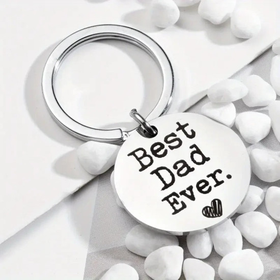 Best Dad Ever Keyring - Stainless Steel Father’s Day Gift with Engraved Slogan Best Dad Ever Keyring - Stainless Steel Father’s Day Gift with Engraved Slogan