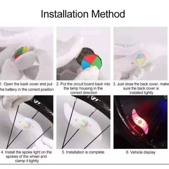 4 Pack LED Bike Spoke Lights - Multicolored Cycling Wheel Safety Lights with Batteries 4 Pack LED Bike Spoke Lights - Multicolored Cycling Wheel Safety Lights with Batteries