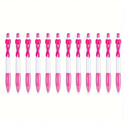 10-Pack Breast Cancer Awareness Pink Pens with Keyring and Sticker - Charity Donation Included