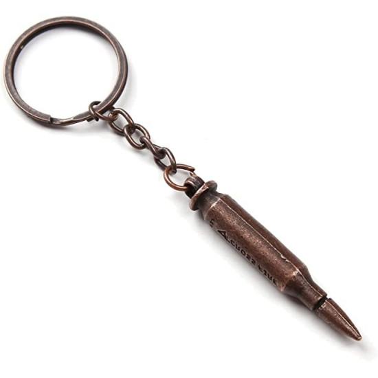 Military Bullet Shaped Bronze Effect Keyring 