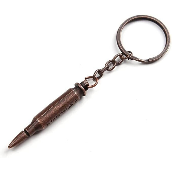 Military Bullet Shaped Bronze Effect Keyring 