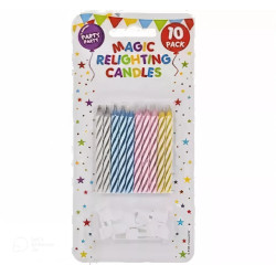 Magic Relighting Birthday Candles - 1 Pack of 10 Trick Candles with Holders Magic Relighting Birthday Candles - 1 Pack of 10 Trick Candles with Holders
