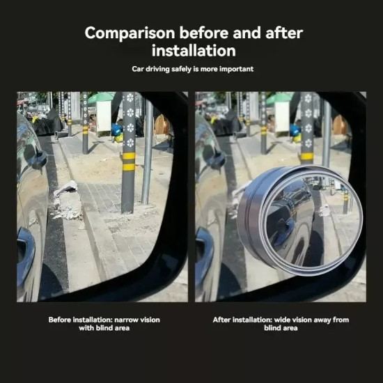 Round Blind Spot Mirrors for Car - HD Silver Convex Side Mirror for Safer Driving