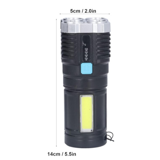 30 x USB Rechargeable 4-LED Torch with COB Side Light 30 x USB Rechargeable 4-LED Torch with COB Side Light
