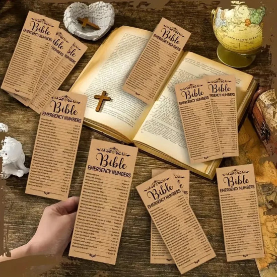 Handmade Christian Bible Bookmark with Inspirational Verses - Emergency Numbers Gift for Faith and Prayer Handmade Christian Bible Bookmark with Inspirational Verses - Emergency Numbers Gift for Faith and Prayer