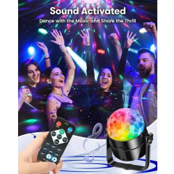 LED Disco Ball Party Lights - Sound Activated Rotating DJ Strobe Light with USB Power Cable for Dance, Karaoke, and Room Decor