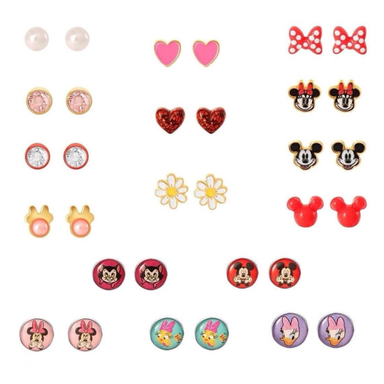 16 Piece Disney Mickey & Minnie Mouse Stud Earring Set