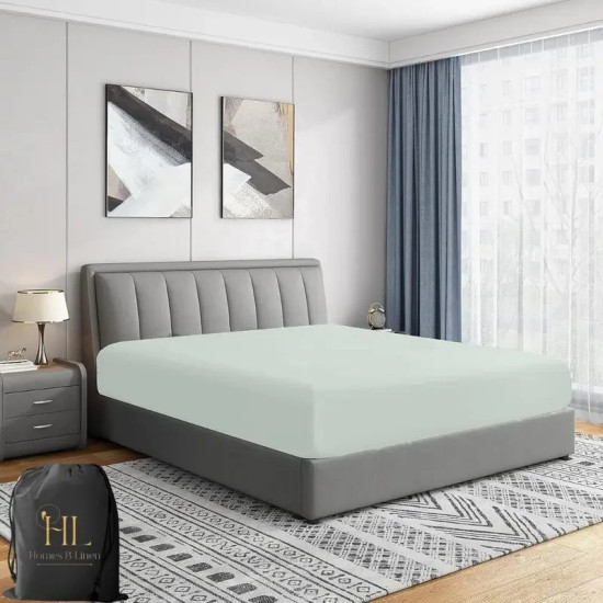 Double Fitted Sheet - Soft Microfiber, Wrinkle-Resistant, Deep Pocket 25cm - Colour: Duck Egg Double Fitted Sheet - Soft Microfiber, Wrinkle-Resistant, Deep Pocket 25cm - Colour: Duck Egg