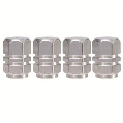 4Pcs Universal Fit Alloy Valve Dust Caps (Silver)