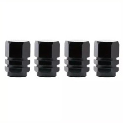 4Pcs Universal Fit Alloy Valve Dust Caps (Black)