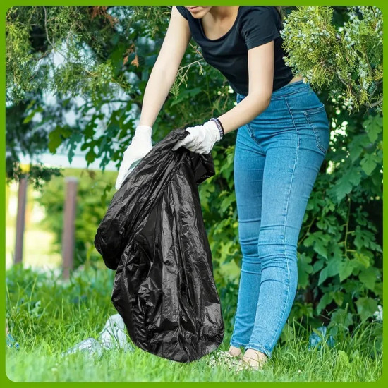 Heavy Duty 100L Black Bin Bags - Leak Resistant Recyclable Refuse Sacks - 50 Bags