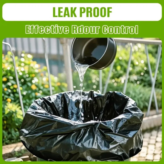 Heavy Duty 100L Black Bin Bags - Leak Resistant Recyclable Refuse Sacks - 50 Bags
