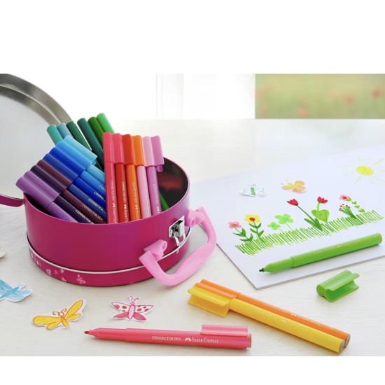Faber-Castell Connector Felt Tip Pens In Butterfly Carry Tin Faber-Castell Connector Felt Tip Pens In Butterfly Carry Tin