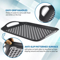 2-Pack Non-Slip Food Serving Trays - White & Grey BPA-Free Plastic, Dishwasher Safe