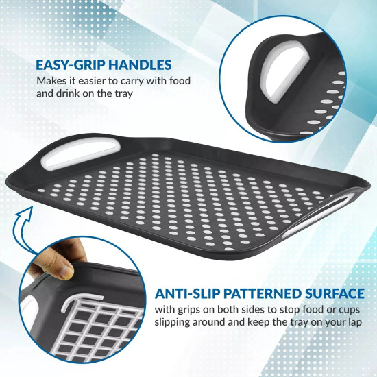 2-Pack Non-Slip Food Serving Trays - White & Grey BPA-Free Plastic, Dishwasher Safe 2-Pack Non-Slip Food Serving Trays - White & Grey BPA-Free Plastic, Dishwasher Safe