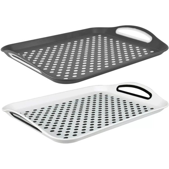 2-Pack Non-Slip Food Serving Trays - White & Grey BPA-Free Plastic, Dishwasher Safe 2-Pack Non-Slip Food Serving Trays - White & Grey BPA-Free Plastic, Dishwasher Safe