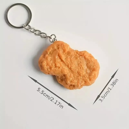 Realistic Chicken Nugget Keyring - Funny Novelty Key Chain for Fast Food Lovers & Gag Gifts Realistic Chicken Nugget Keyring - Funny Novelty Key Chain for Fast Food Lovers & Gag Gifts