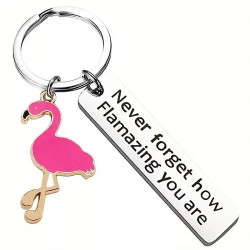Flamingo Metal Keyring for Women - Silver Bird Lover Gift Accessory