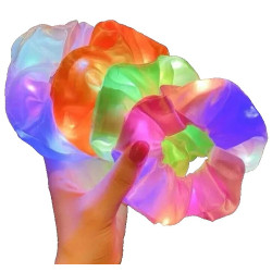 6-Pack LED Light-Up Scrunchie Hair Ties Flashing Luminous Elastic Bobbles with Batteries