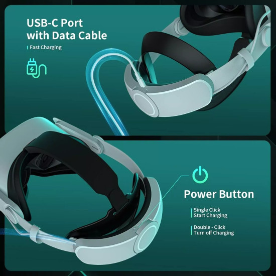 6000mAh Battery Head Strap for Oculus Quest 2 / Meta Quest 2 - Extended VR Playtime & Comfort Strap Replacement 6000mAh Battery Head Strap for Oculus Quest 2 / Meta Quest 2 - Extended VR Playtime & Comfort Strap Replacement