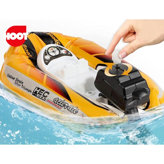 Hoot Inflatable Boat for Kids - Summer Water Toy with Pump & Wind-Up Motor Hoot Inflatable Boat for Kids - Summer Water Toy with Pump & Wind-Up Motor