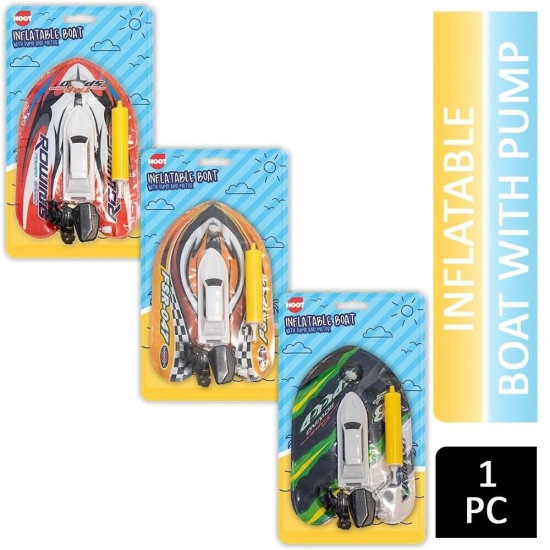 Hoot Inflatable Boat for Kids - Summer Water Toy with Pump & Wind-Up Motor Hoot Inflatable Boat for Kids - Summer Water Toy with Pump & Wind-Up Motor