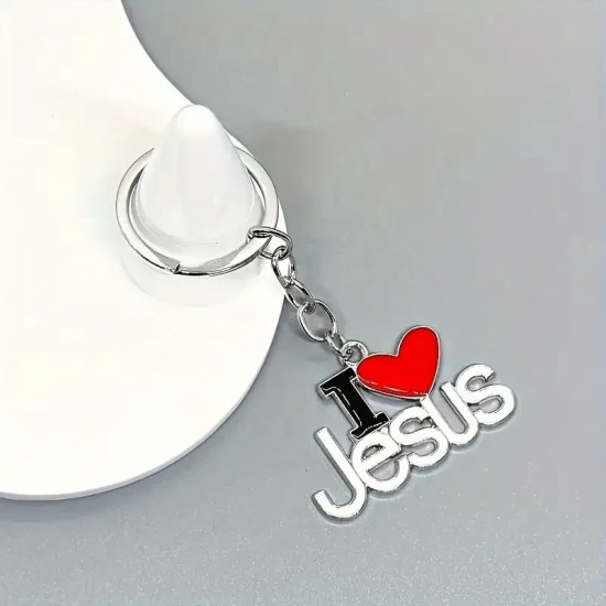 I Love Jesus Keyring - Christian Religious Keychain & Bag Charm Gift I Love Jesus Keyring - Christian Religious Keychain & Bag Charm Gift