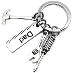 DIY Dad Keychain Gift - Stainless Steel Hammer, Screwdriver & Wrench Keyring for Father’s Day, Birthdays & More