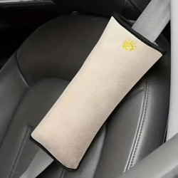 Universal Kids Car Seat Belt Cushion - Soft Shoulder Strap Pillow Pad for Child Travel Comfort - Beige