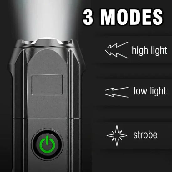 Telescopic LED Torch - Black