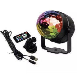 Rotating Disco Ball LED Party Light with Remote - USB Powered DJ Light for Kids Parties & Events