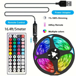 5m RGB LED Strip Lights - 44-Key Remote Control | 5050 Light Tape USB Powered