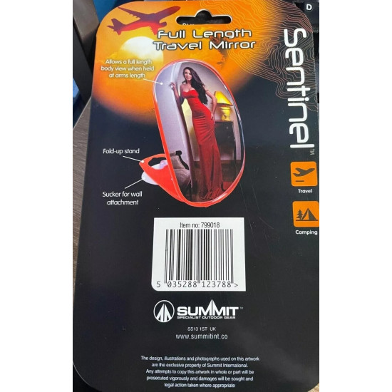 Sentinel Handheld Full-Length Travel Mirror - Portable Folding Mirror with Stand & Suction Mount Sentinel Handheld Full-Length Travel Mirror - Portable Folding Mirror with Stand & Suction Mount