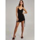 Women's Black and Gold Glitter Cowl Neck Mini Dress - Size 6, Party Wear Women's Black and Gold Glitter Cowl Neck Mini Dress - Size 6, Party Wear