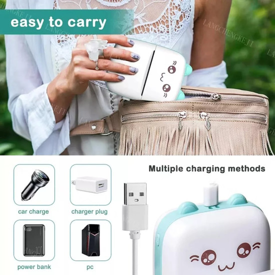 Mini Bluetooth Thermal Printer - Portable USB Pocket Printer for Photos, Notes, and Labels - Includes 3 Rolls of Paper Mini Bluetooth Thermal Printer - Portable USB Pocket Printer for Photos, Notes, and Labels - Includes 3 Rolls of Paper