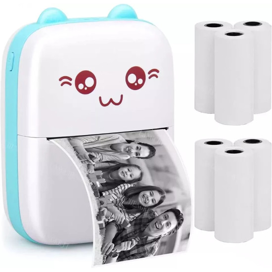 Mini Bluetooth Thermal Printer - Portable USB Pocket Printer for Photos, Notes, and Labels - Includes 3 Rolls of Paper Mini Bluetooth Thermal Printer - Portable USB Pocket Printer for Photos, Notes, and Labels - Includes 3 Rolls of Paper
