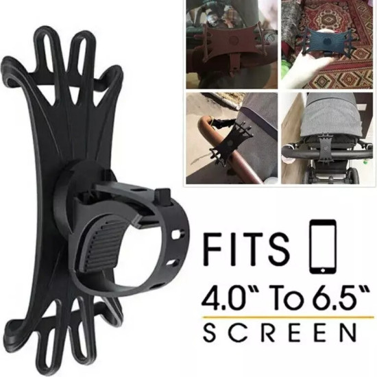 Universal Silicone Phone Holder for Bike, Pram, Trolley - Adjustable Grip for All Smartphones Universal Silicone Phone Holder for Bike, Pram, Trolley - Adjustable Grip for All Smartphones
